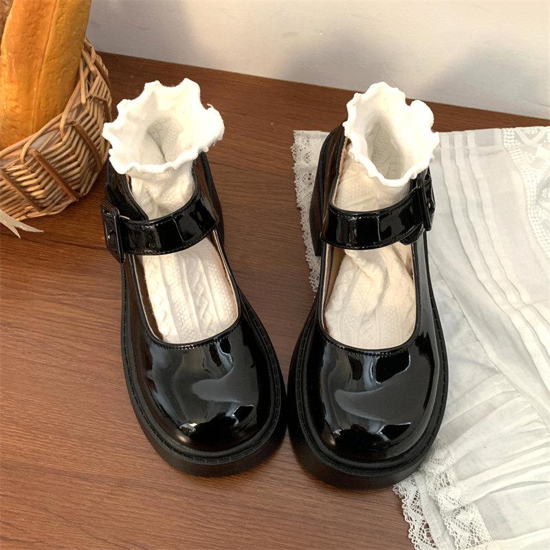 Fashion Beige Lolita Shoes Ladies Sweet Academy Style Mary Jane Shoes JK uniform shoes Female Round Toe Med Thick Heels Single Shoes