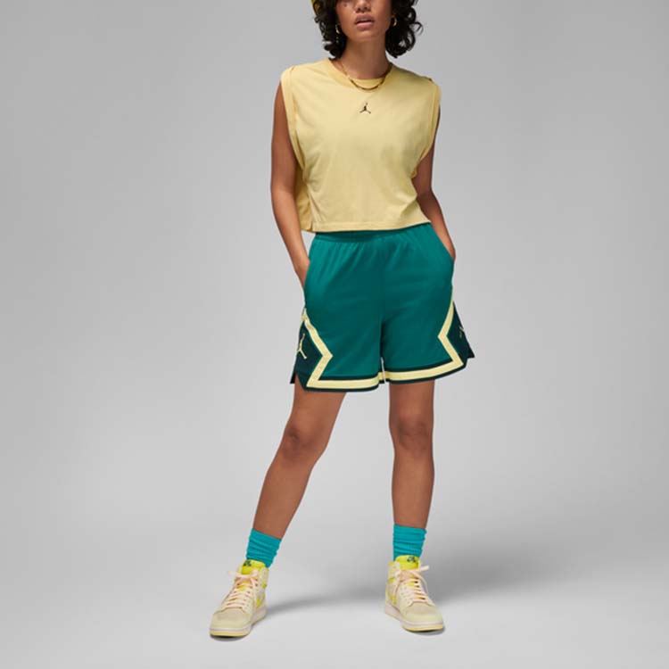 Jordan Color-Block Quick-Dry Breathable Sports Shorts Women bottoms Deep-Spruce-Green FB4589-318