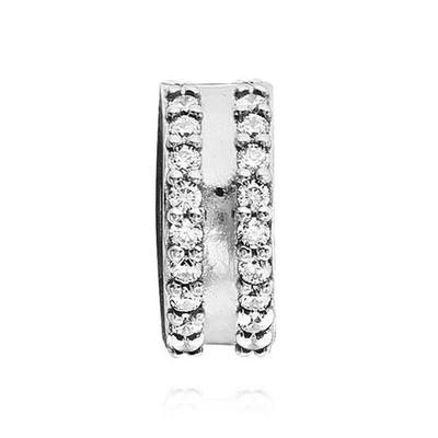 [PANDORA] 798422C01 Double Lined Pave Clip Silver Charm