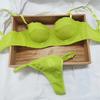 New 6 Color Women Cotton Underwear French Sexy 1/2 Cup Push Up Bra Set Fashion Fluorescent Summer Lace Bra and Thongs Lingerie