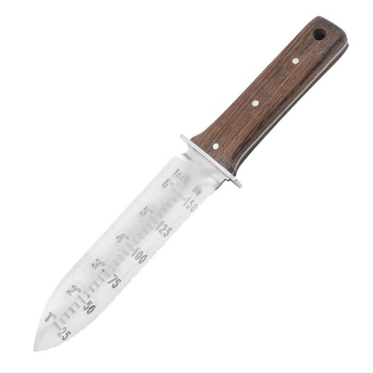 Professional Hori Garden Knife with Leather Sheath, Protective Handguard, Garden Tools Spatula for Weeding, Digging, Cutting