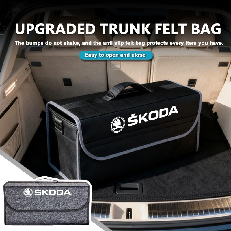 Scatola portaoggetti automatica Organizzatore per bagagliaio auto Borsa pieghevole Accessori per riordinare Per Skoda Kodiaq Octavia 2 3 Rapid Karoq Fabia Kamiq Superb usbn43
