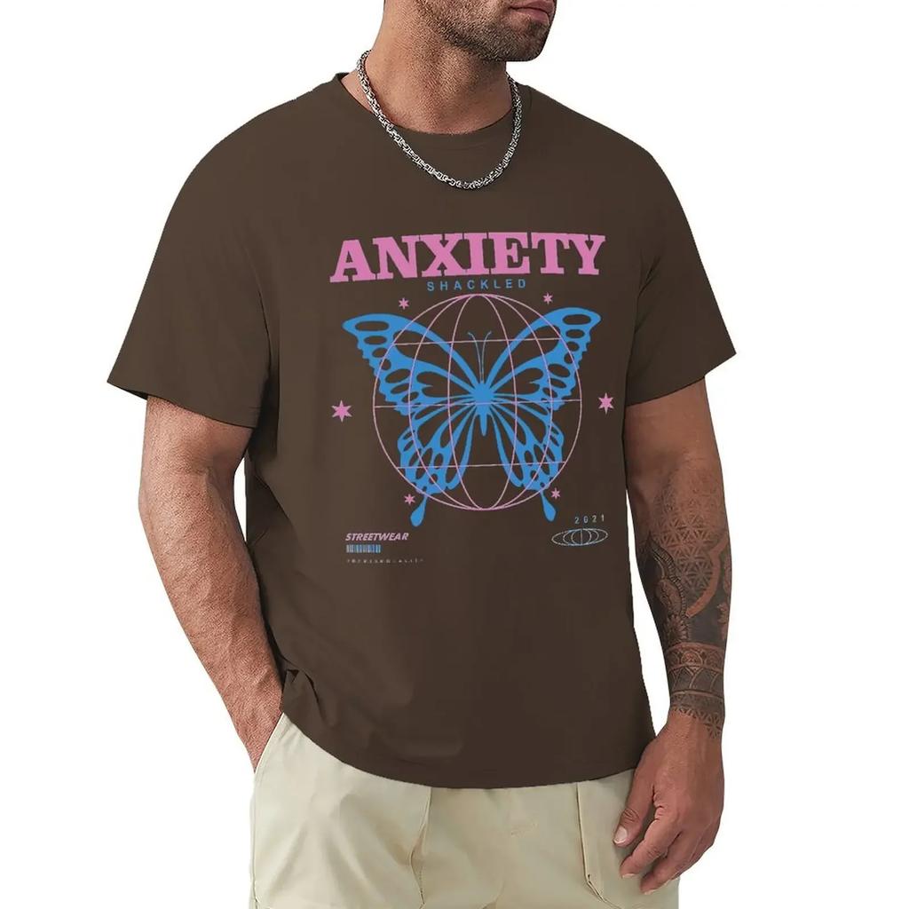 Anxiety, Butterfly Design T Shirt Harajuku Short Sleeve T-shirt 100% Cotton Graphics Tshirt Tops