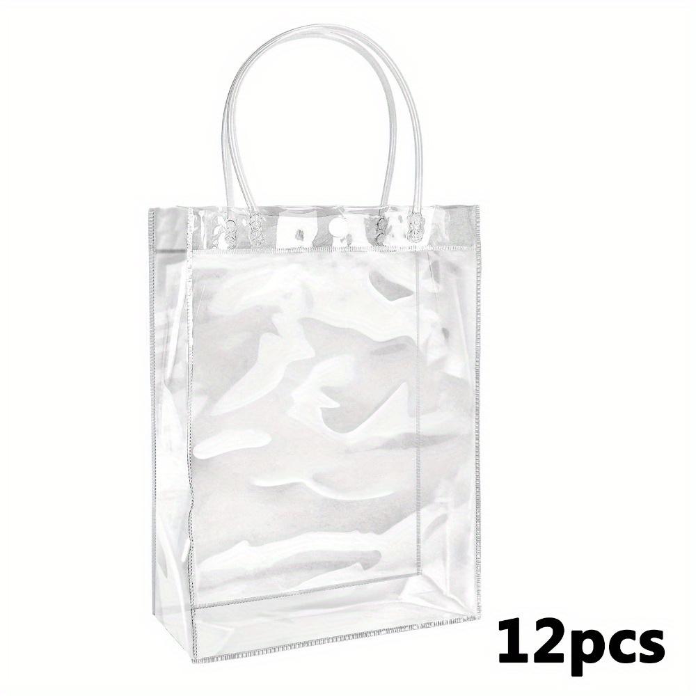 

12 шт. многоразовых прозрачных подарочных пакетов с ручками, ручная пластиковая подарочная упаковка, сумка-тоут для свадеб, дней рождения, праздников, розничных магазинов, сувениров для вечеринок 12pcs bags