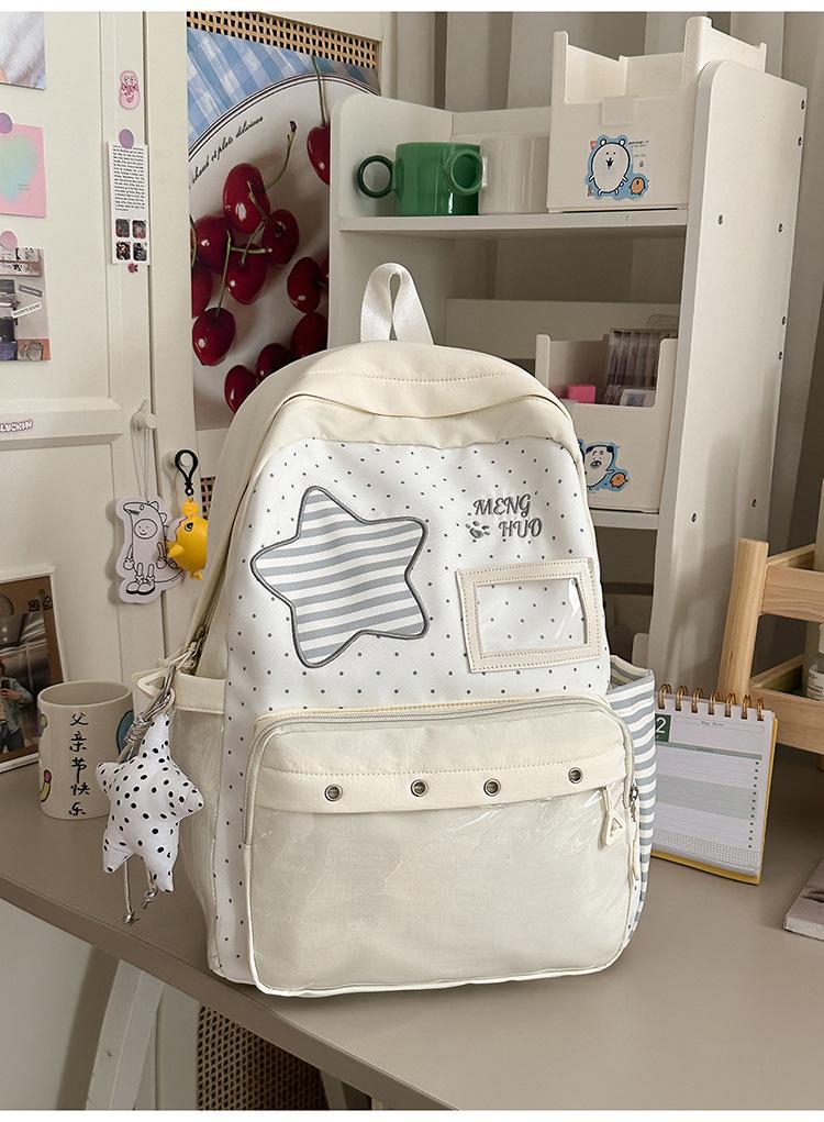 Schoolbag Sweet Wind Milk Blue Striped Stars Student Backpack Korean ins Vitality Age Reduction Travel Small Backpack