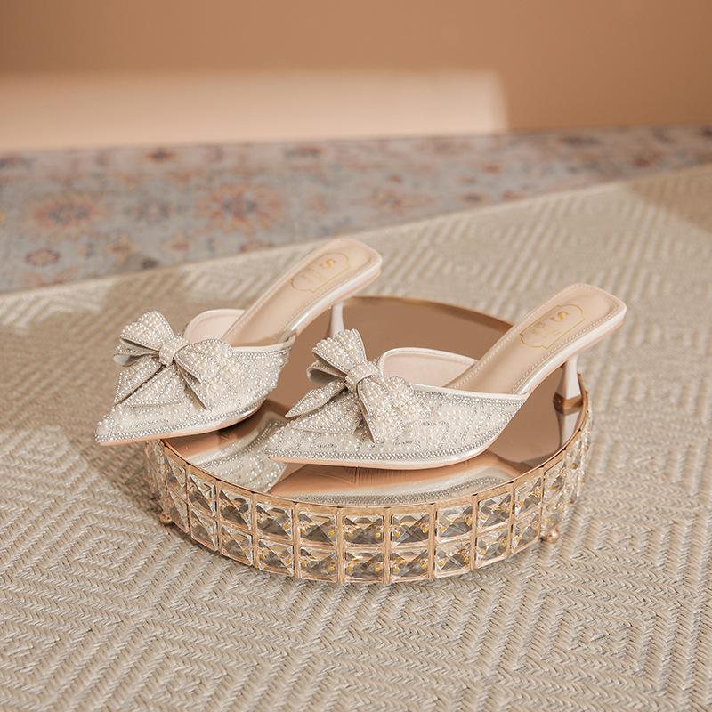 

Босоножки 2025 весна женские острый носок сумка голова стразы высокий каблук женские тонкие каблуки не устают ноги мелкий вырез носить одинарные туфли женские 43 абрикосовый