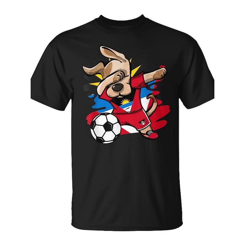 

European sizes Dabbing Dog Antigua Soccer Fans Jersey Antiguan Football T-Shirt - Summer Trendy Streetwear Fashion Top Quality Comfortable Casual 4XL чорний