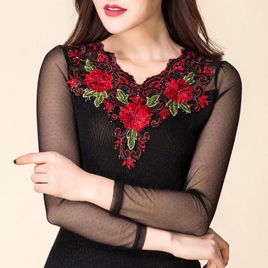 Practical Soft Polyester Yarn Flower Clothes Patch Dress Shirt DIY Embroidery Fabric Lace Neckline for Gifts