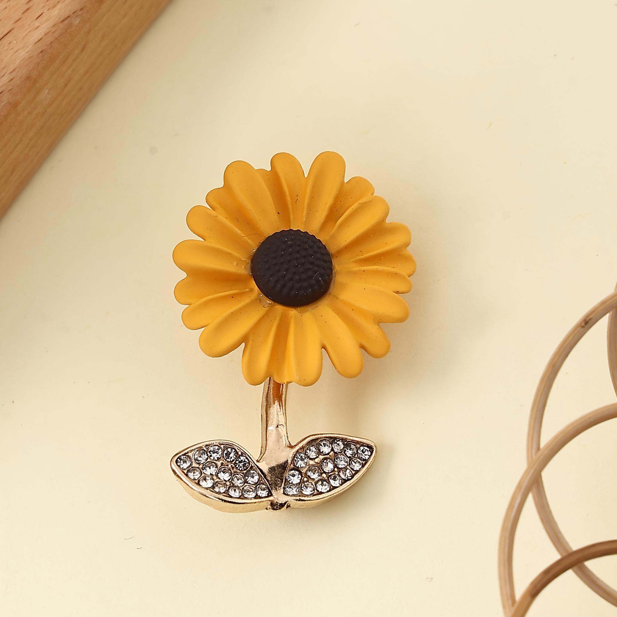 1 шт. Элегантный женский значок-брошь подсолнух, горошек, бриллиантовый лист