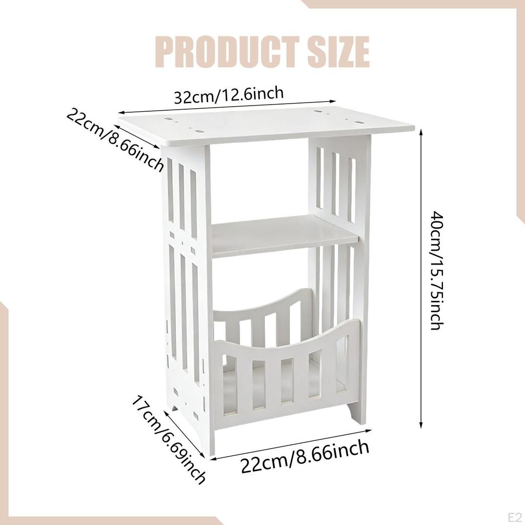End Table NightStand Decorative Multipurpose Simple Coffee Desk Storage Shelf for Farmhouse Balcony