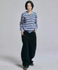 AWESOME STUDIO Multi-Stripe Collar Knit Sky Blue