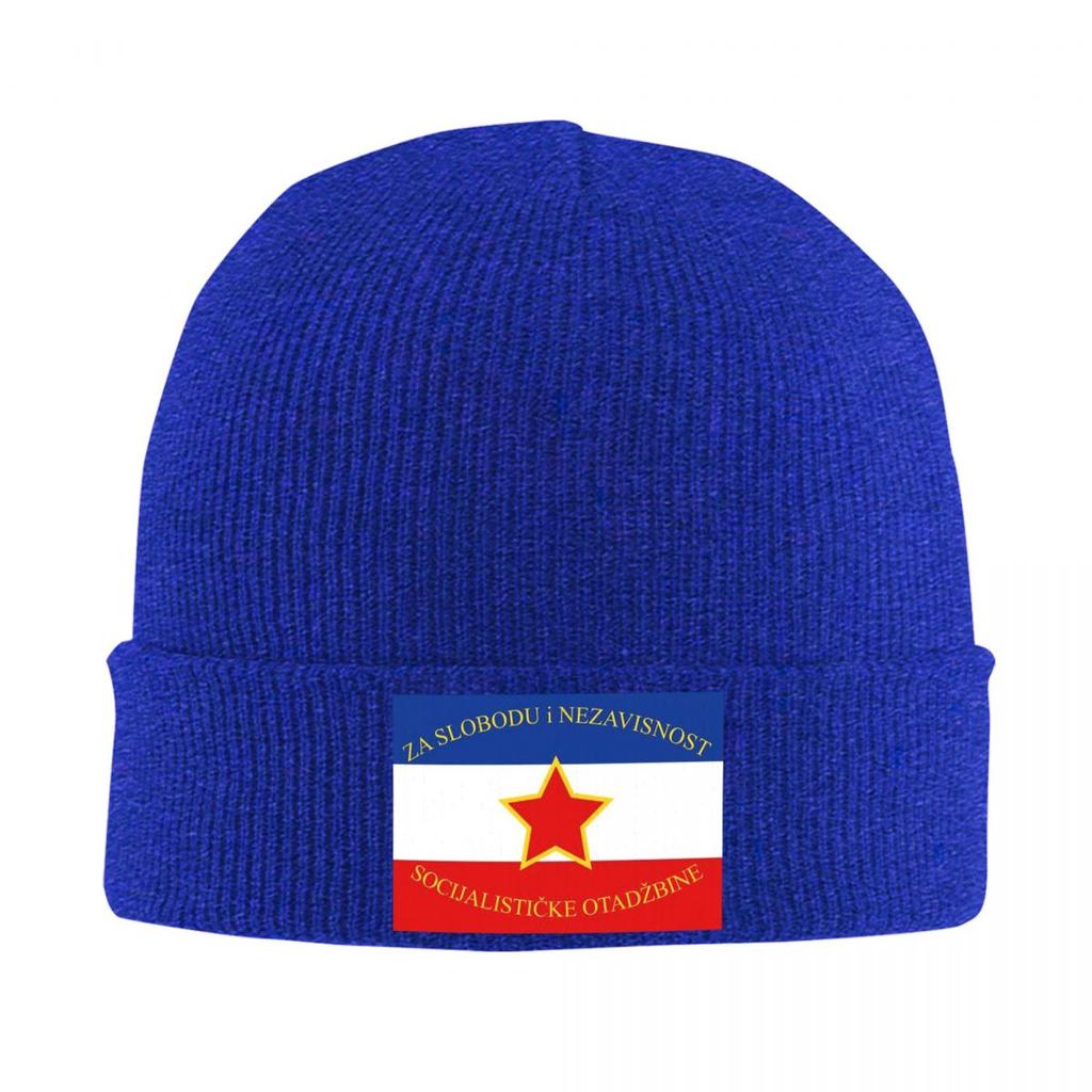 Sozialistische Jugoslawien Jugoslawische Flagge Warme Strickmütze Modische Mütze Herbst Winter Outdoor Mützen für Unisex Erwachsene