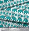 Soimoi Japan Crepe Satin Fabric Aztec & Tribal Elephant Ethnic Print Sewing Fabric Metre 42 Inch
