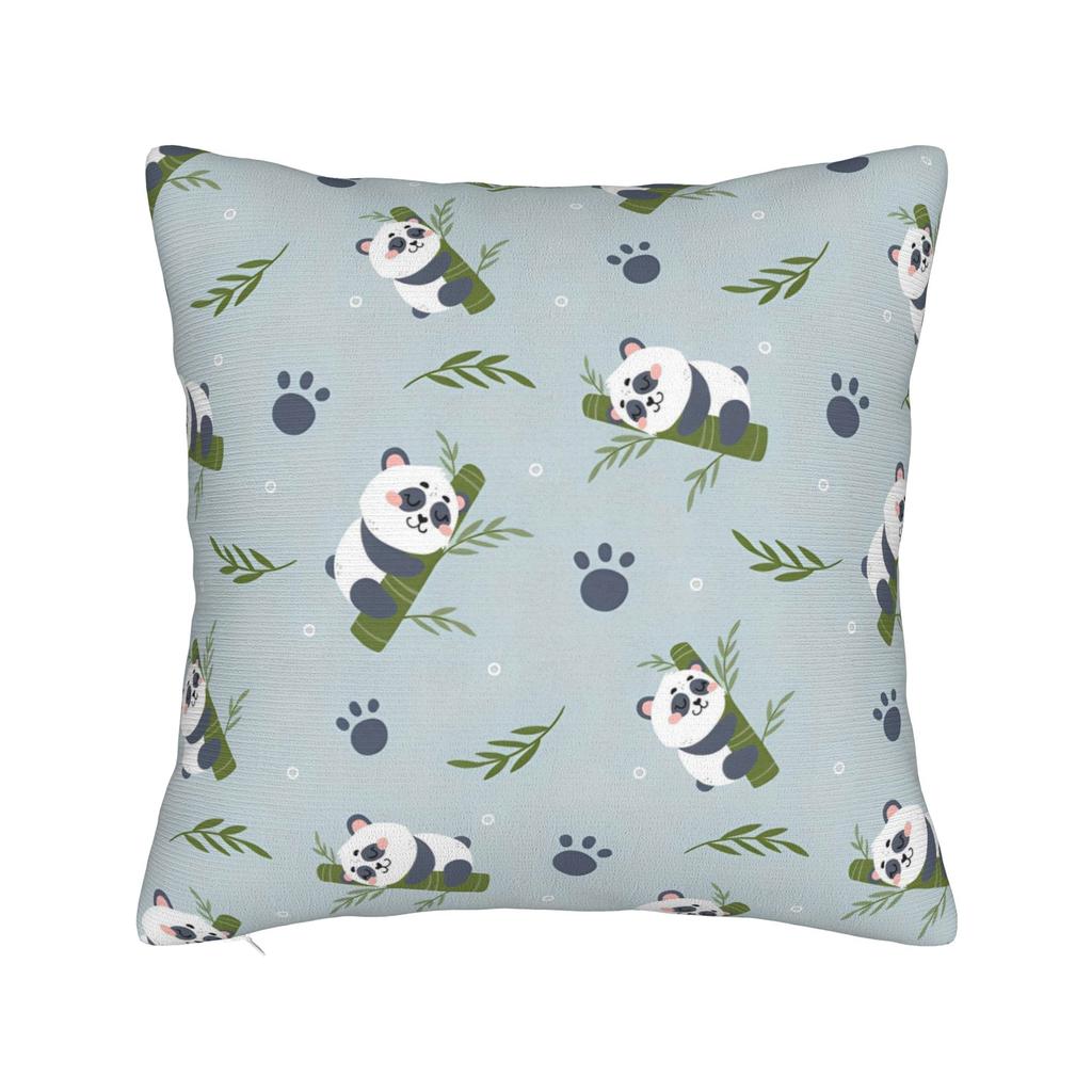 Sushi Panda Square Pillow Case Food Cushion Cover Vintage Polyester Decorative Throw Pillow Case Cover For Home 40*40Cm
