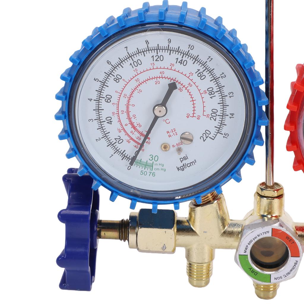 AC Manifold Gauge Set HVAC Refrigerant Charging Kit for R134a R22 R12 R502 Dual Gauge Automotive and Home AC Diagnostic Tool