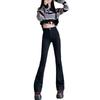 0763 Versatile Casual High-waisted Micro-flared Jeans Women's Spring and Autumn New Fashion Horseshoe Micro-pulled Jeans Tide