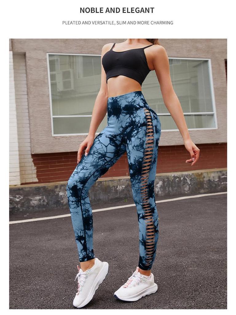 High Waist Hollow Out Yoga Pants – Seamless, Breathable Peach Lift Leggings for Women