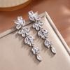 Luxury Pear Shape Marquise Zircon Bridal Earrings AAA Shiny CZ Long Drop Dangle Earring Wedding Zircon