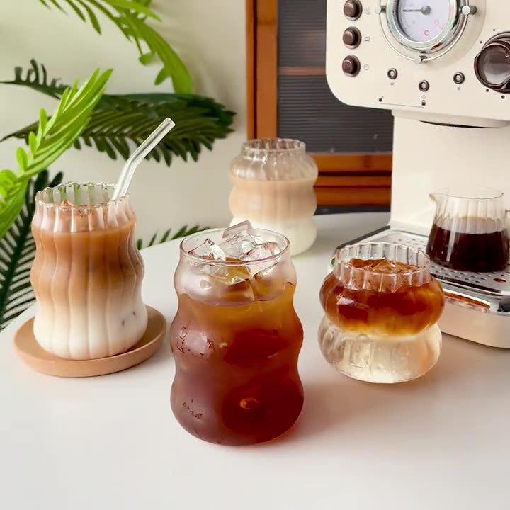 Transparent Glass Beverage Cup for Coffee, Milk, Juice, & Water