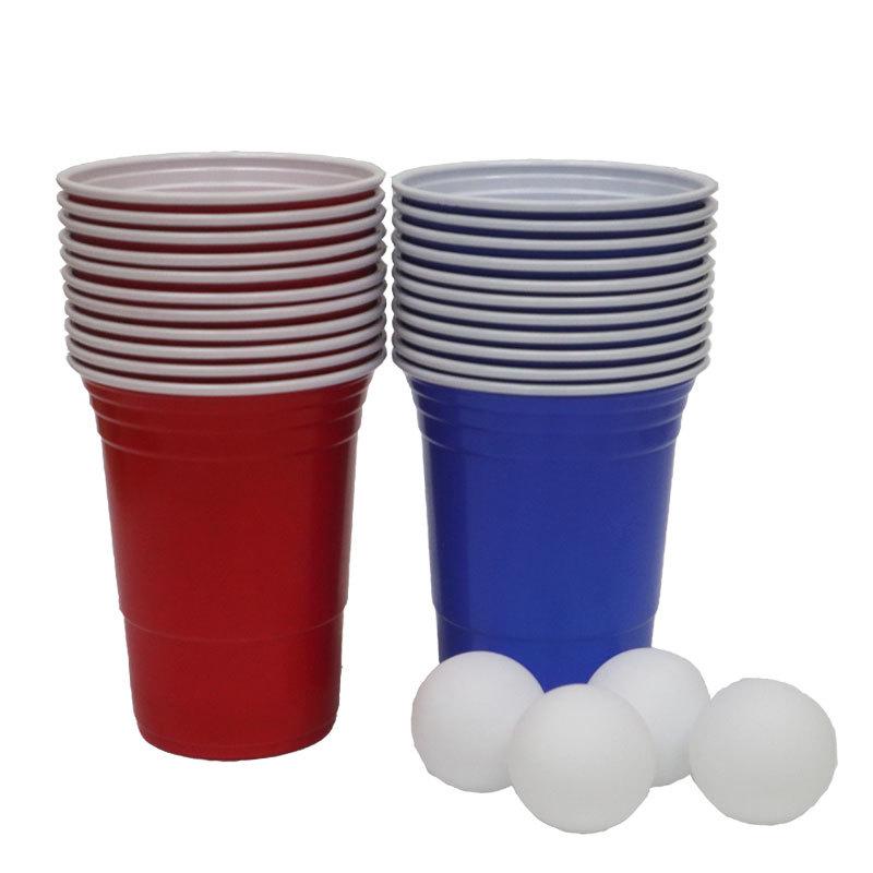 450ml Rotes Einweg-Plastik-Partybecher-Set - Bierpong Rote Becher