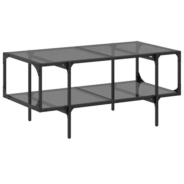 VidaXL Coffee Table with Black Glass Top 98.5x50x45 Cm Steel, Side Table, Living Room Table, Tea Table, End Table 846043