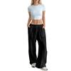 Women's Loose-fitting Wide-leg Pants, Casual Loose-fitting Pants, High-elastic Waistband, Long Pants With Pockets