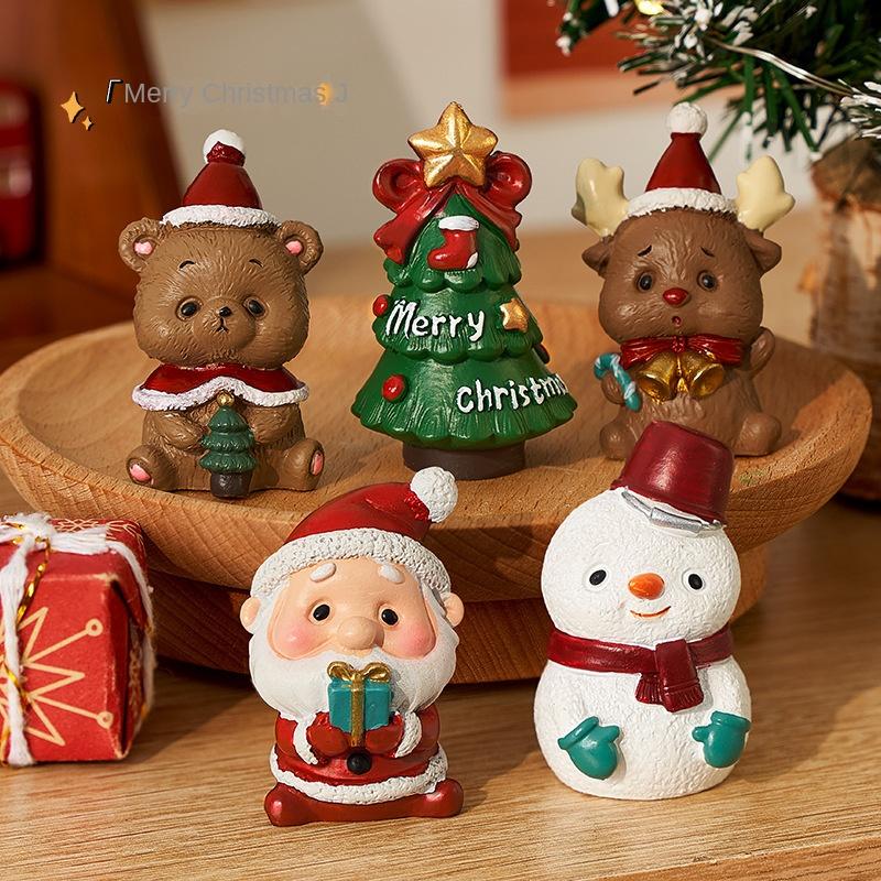 Christmas Gift Box Santa Claus Resin Tabletop Ornament Tree Decor Party Favor Toy-Perfect Small Gift for Children