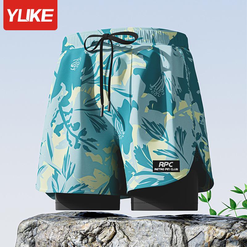Men s Quick-Dry Plus Size Anti-Embarrassment Beach Shorts 2025 - Double-Layer Swim Trunks for Professionals 4XL (Weight: 165-185 jin)
