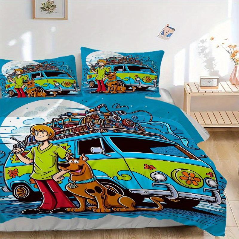 

3pcs Scooby Doo Mystery Machine Adventure Quilt Set - Soft and Comfortable Bedroom, Guest Room and Dorm Decor Bedding Set 1 Quilt Cover + 2 Pillowcase 135x200cm