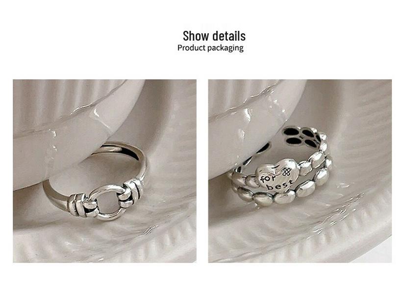 925 Sterling Silver Double-Layer Heart Open Ring for Women, Japanese & Korean Design, Light Luxury, High-End