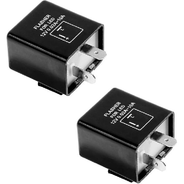 Augeny 2PCS 2-Pin Electronic Turn Signal Flasher Relay, 12V Adjustable LED Turn Signal Indicator Flasher Relay for Most Cars, Motorcycles 2 PCS