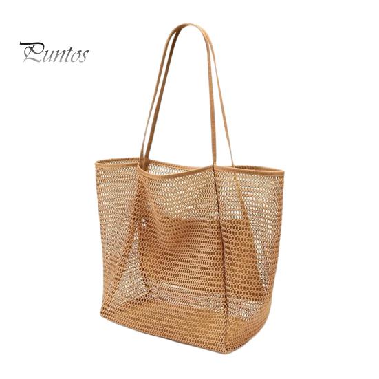 

Сетчатая пляжная сумка, портативная, большая вместительная сумка через плечо, складная сумка для летнего отпуска, сумка для путешествий по пляжу и улице коричневый