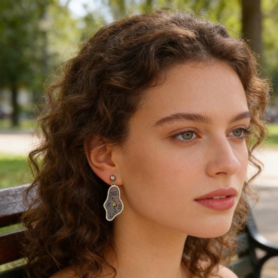 1 Paar Damenohrringe Leichte Schmelzende Uhr Design Hängeohrringe Künstlerisches Römisches Zifferblatt Muster Lange Ohrringe Schmuck Geschenk