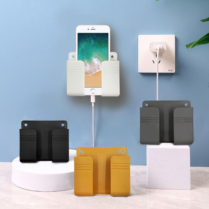 1/2/4PCS Wall Mounted Cell Phone Holder Wall Sticker Shelf Cell Phone Charging Place Holder Wall Bedside Sticky Lazy Organizer