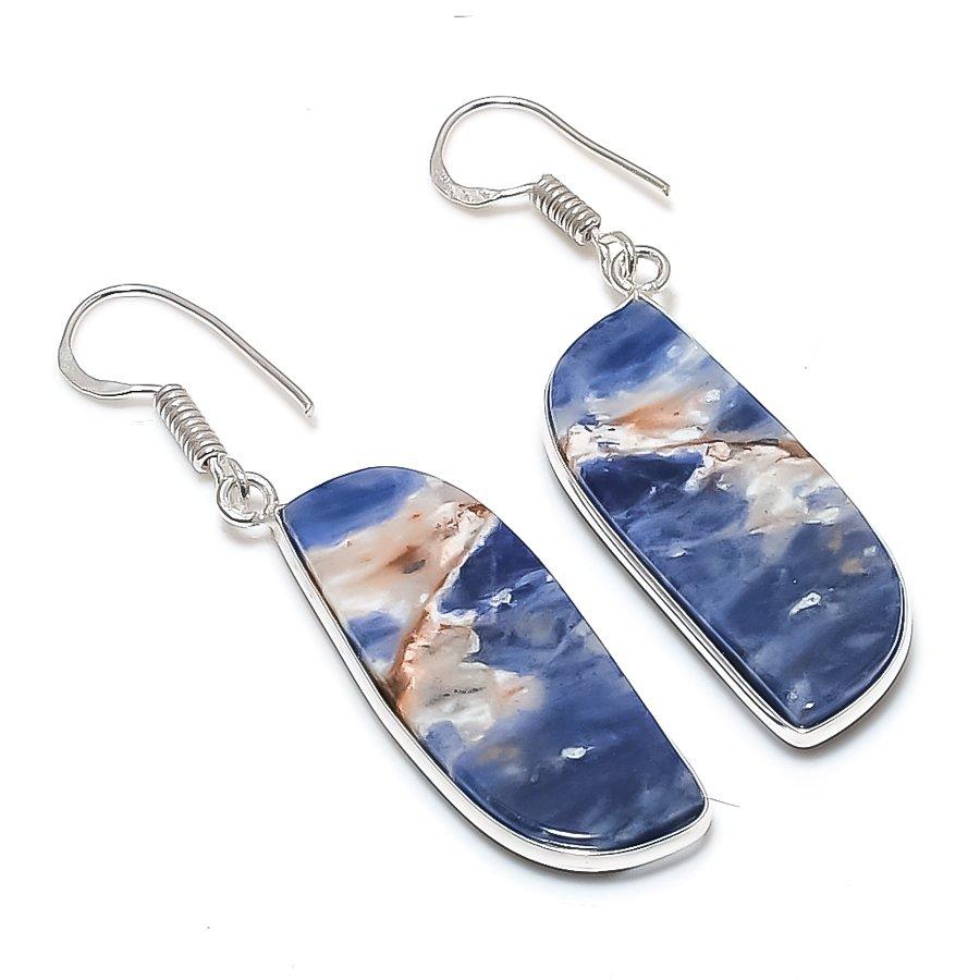 

Natural Sodalite Gemstone 925 Sterling Silver Jewelry Earring 2.05 U5I84