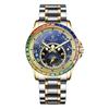 Original Design Diamond Constellation Rotating Dial Stainless Steel Luxury Men's Automatic Mechanical Watch