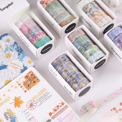 5 Rolls/box Cute Transparent Sticker Tape DIY Planner Decorative Material Tape Sketchbook Sticker Stationery Tape