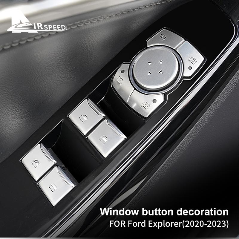 LHD RHD For Ford Explorer     Trim Auto Accessories-Metal Sliver Car Window Lifter Switch Button Cover Sticker