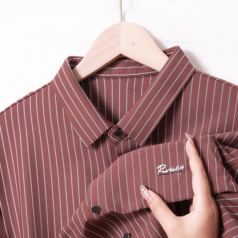 Men's Shirt High-end Autumn Striped Casual Men's High-end Clothes Men's Long-sleeved Shirt