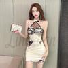 Chinese Style Sexy Mesh Halter Cheongsam Bodycon Dress