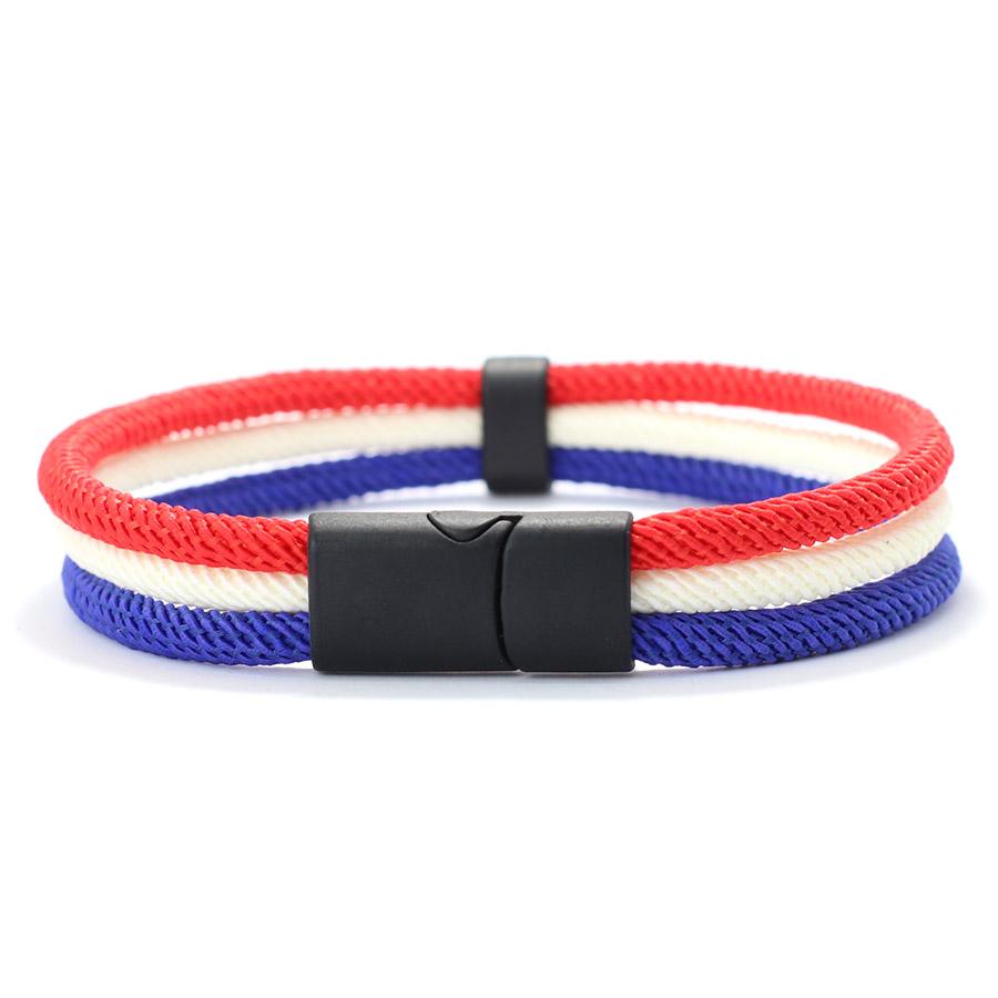 

Новый трехцветный браслет для мужчин и женщин, цветной флаг, плетеный браслет, цветной трехслойный спортивный браслет для йоги, аксессуары