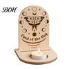 Gift for Housewarming Wooden Tarot Card Holder Stand, of The Day Candle Tealight Holder, Moon Small Wood Stand Candles Sun Star Pattern Altar Display