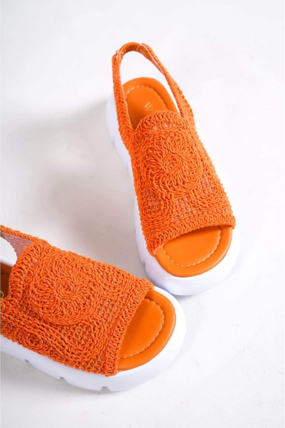 

Женские повседневные сандалии Lamar, оранжевые кружевные летние туфли