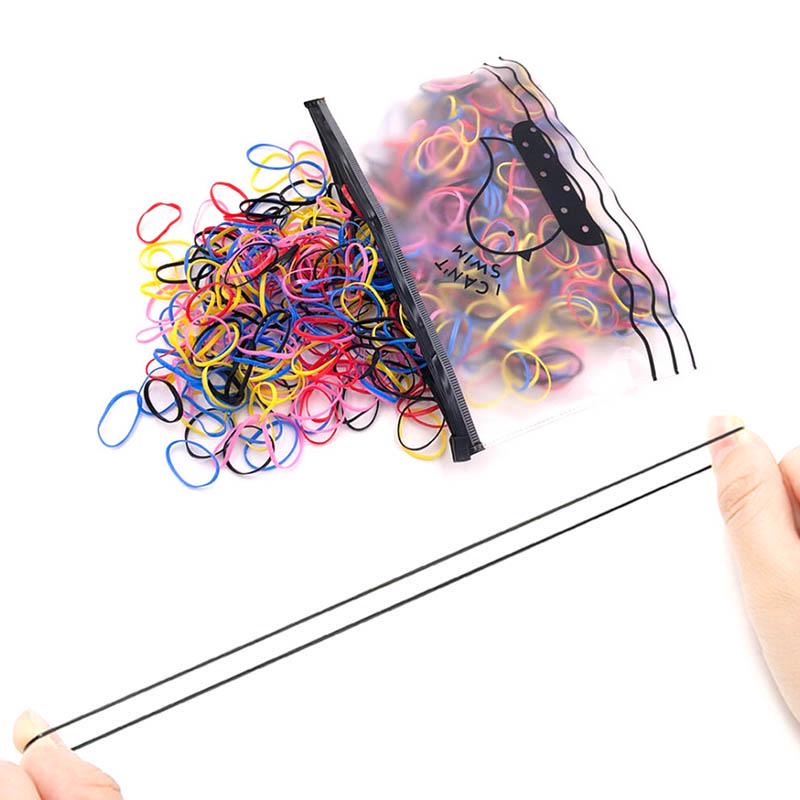 500Pcs Baby Kids Hair Accessories Disposable Rubber Band Hair Ties Womens Girls