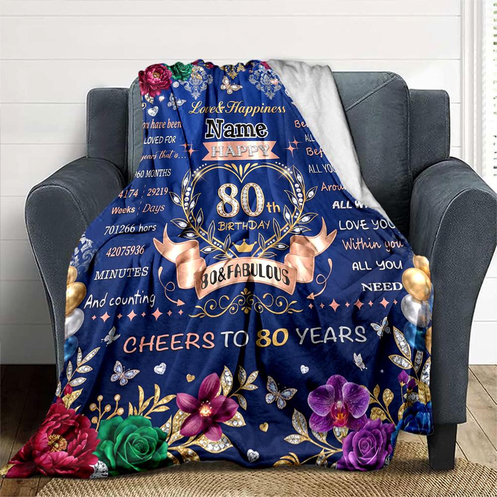 Happy 80Th Birthday Throw Blanket Soft Cozy Perfect For Sofa Couch Office Bed Picnics For All Occasions Cozy Home Lovers Unique Gift For Family And