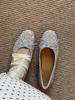 Sheepskin Version~ French Bow Silver Glitter Ballet Light Mouth Single Shoes Women's Versatile Round Head Mary Jane Flats