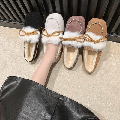 The New Style of Doudou Shoes Is Versatile, with Flat Thick-soled Soles and A Fluffy Cotton Shoe for Women