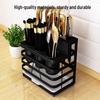 Black Stainless Steel No-Drill Wall Mount Kitchen Knife & Utensil Holder