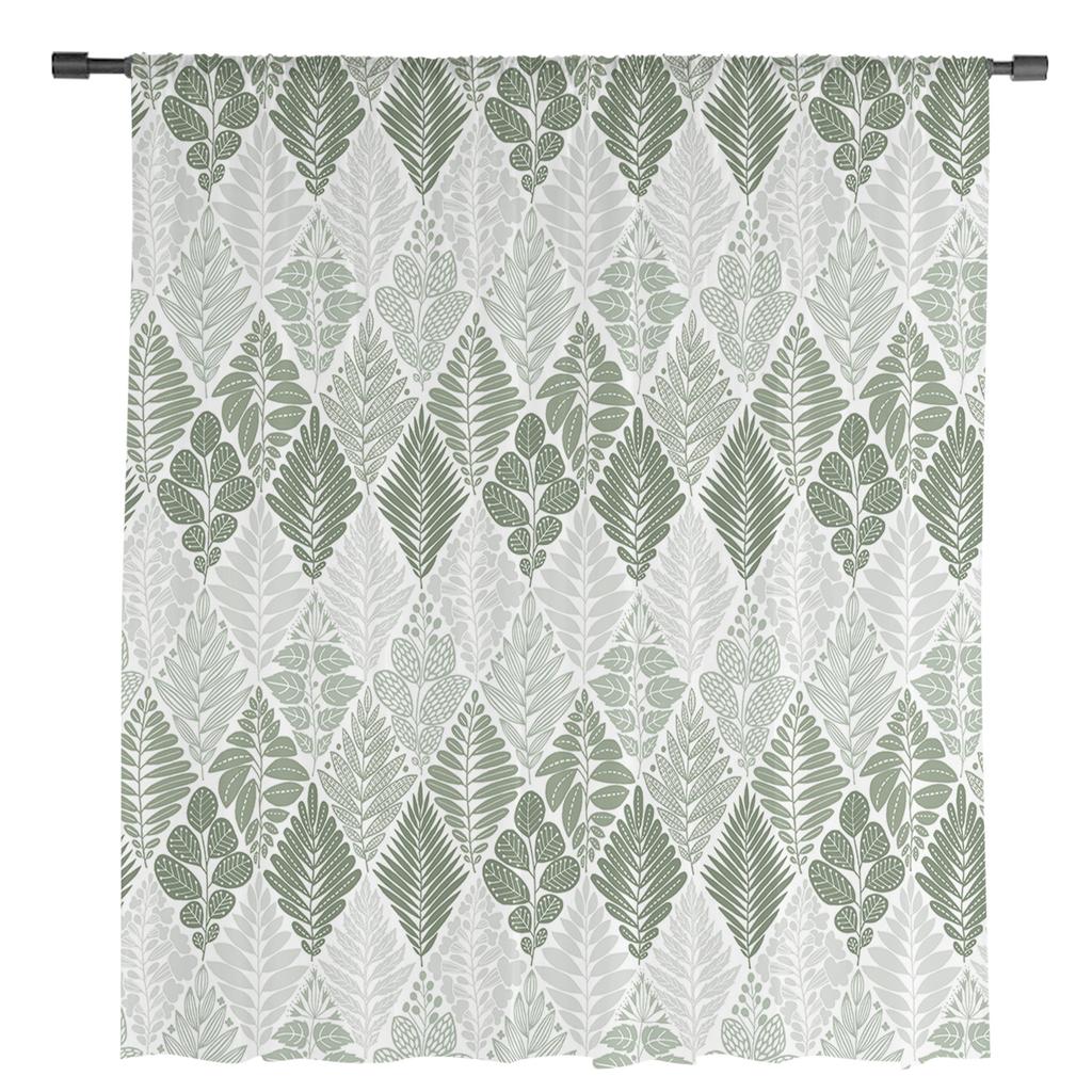 Foglie di Piante Foglie Marroni Tende Moderne in Garza per Soggiorno Camera da Letto Finestra di Casa Cucina Tende Trasparenti