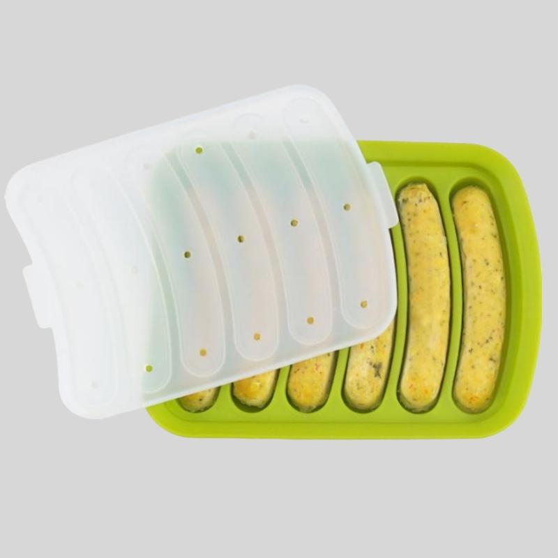 Silicone Sausage Mould  Home Ham Hot Dog Making Tray Household Cake Baking Molds with Lid Kit Tools